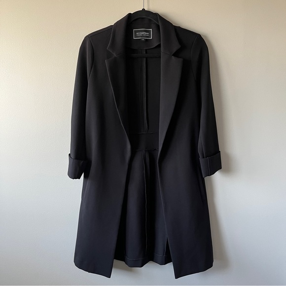 NWOT le chateau 3/4 Sleeve Long Black Blazer/Jacket, XS, made in Canada - Picture 3 of 14